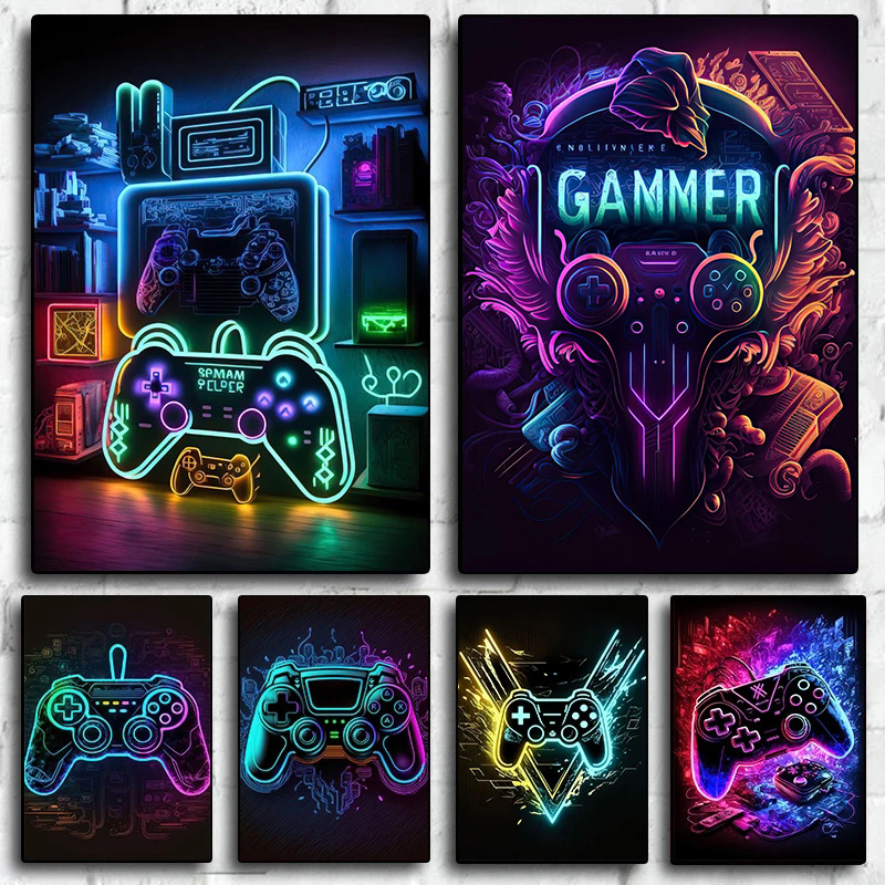 Esports Gaming Houses - Poster da Parete Moderno Neon Pop