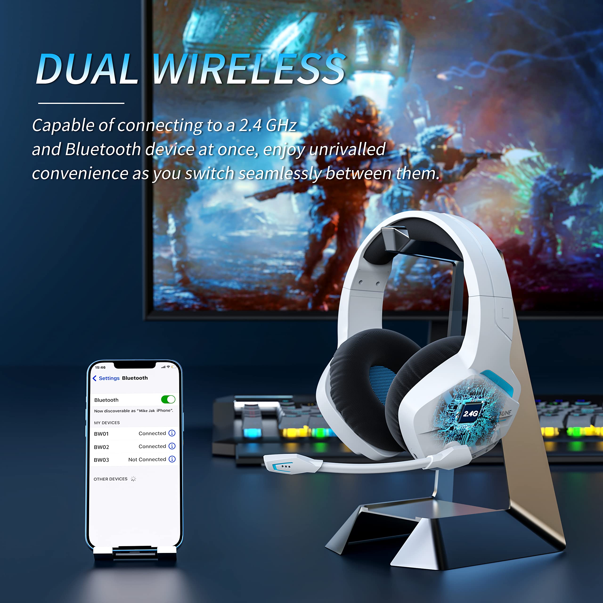 Cuffie da gioco BINNUNE BW01 c - Esports Wireless Gaming Headset recensione e prezzo